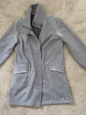 Merrell Womens Distressed Gray Wind Jacket Fleece Lined Full Zip & Snap Closure